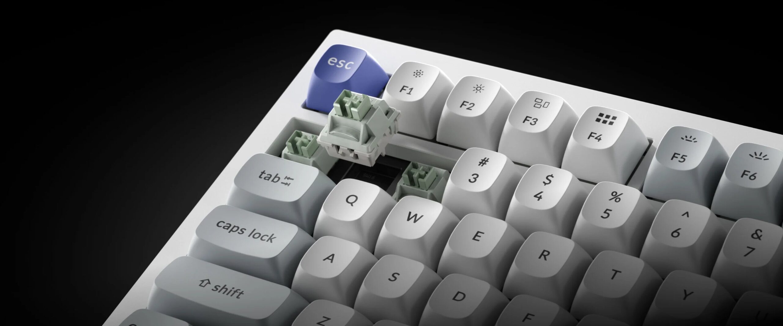 A closeup of the Keychron Q3 HE 8K switches.