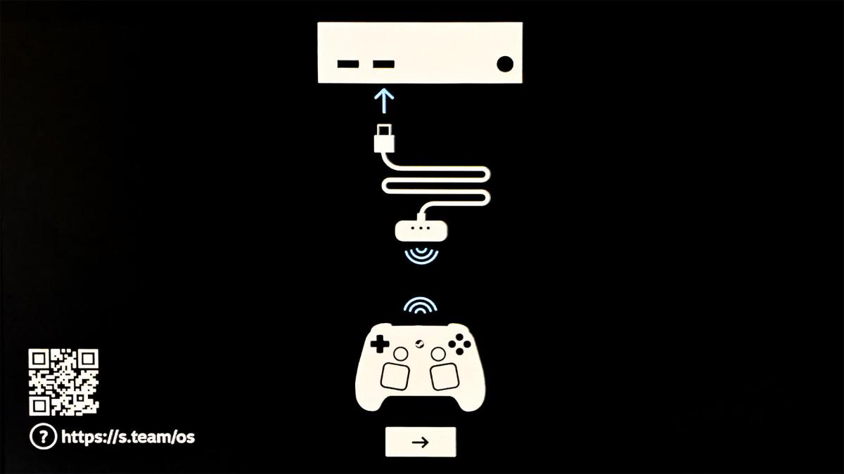 Controller install in the initial setup of SteamOS.