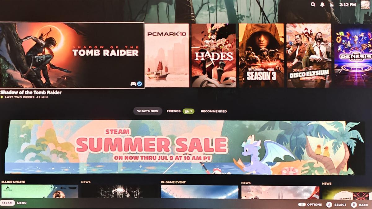 The SteamOS desktop interface.