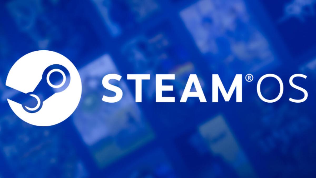 The SteamOS logo on a blue background.